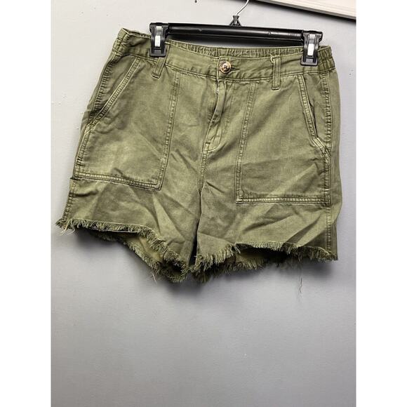 Aerie Shorts Womens small Casual Green Cut Off Raw Hem‎ Linen Blend - Picture 1 of 8